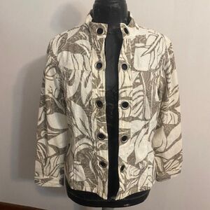 Mahtani Gray/White Embroidered Grommet open blazer, size M